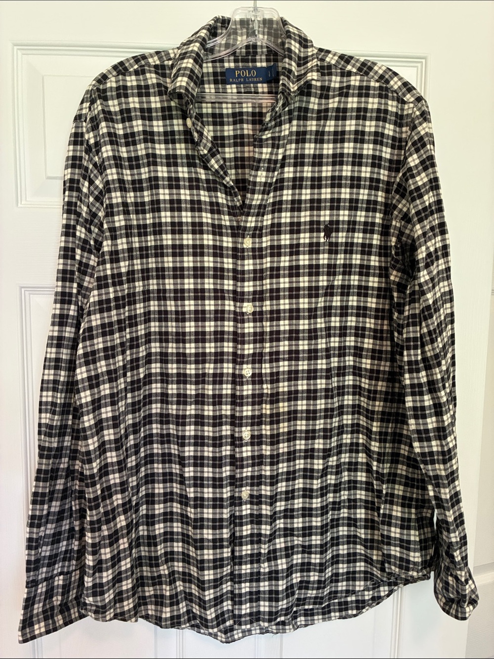 Polo by Ralph Lauren Black & White Plaid Cotton Button-Down Shirt